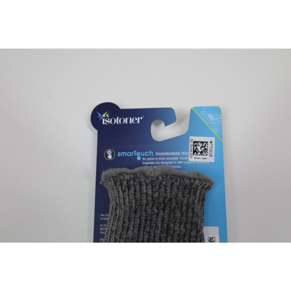 Isotoner Women's Grey Fuzzy Cable Knit‎ Gloves with Smart Touch - Picture 3 of 4